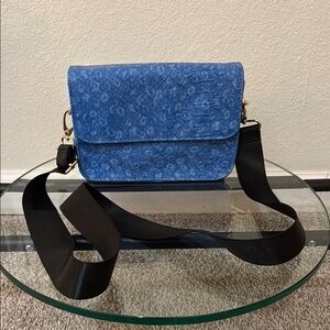 Blue Snake Print Crossbody Bag